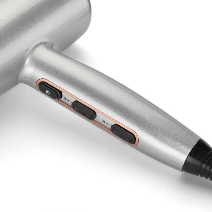 Фен Babyliss Cosmos, 2100Вт, 3 режими, іонізація, хол. обдув, 2 насадки, сірий