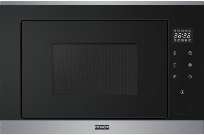 Мікрохвильова піч Franke вбудовувана, 25л, 900Вт, гриль, дисплей, сенсорн, чорне скло+нерж