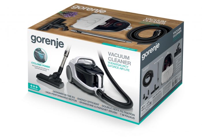 Пилосос Gorenje контейнерний, 700Вт, конт пил -3.3л, HEPA, щітка Xpand Zone, чорний