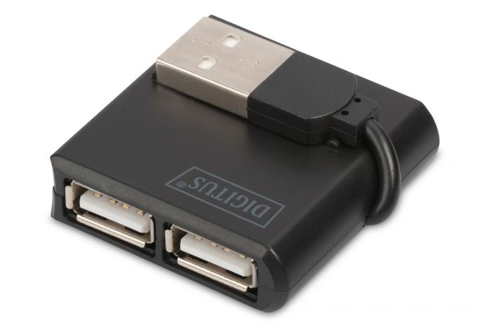 Концентратор DIGITUS USB 2.0, 4 порта, чорний