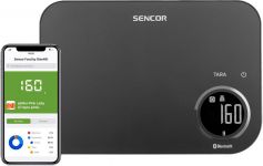 Ваги Sencor кухонні, 8кг, підключення до смартфону, AAAx2, пластик, чорний