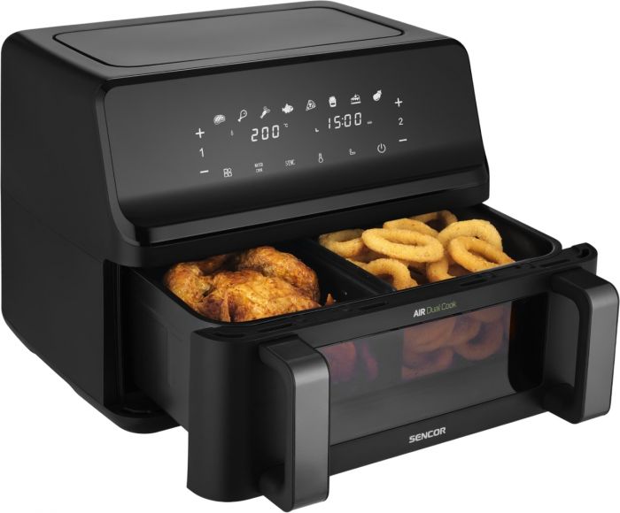 Мультипіч Sencor Dual Vita Fryer, 2700Вт, чаша-4.5+4.5л, сенсорне керув., 2 чаши, гриль, пластик, чорний