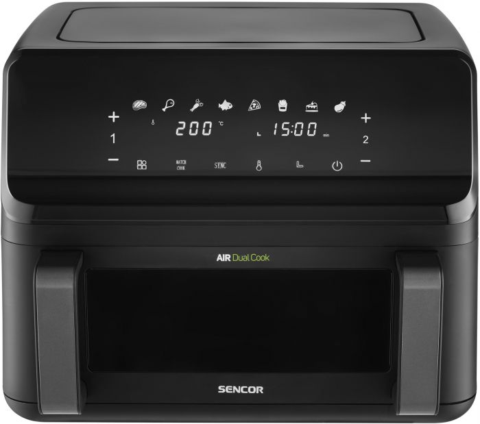 Мультипіч Sencor Dual Vita Fryer, 2700Вт, чаша-4.5+4.5л, сенсорне керув., 2 чаши, гриль, пластик, чорний