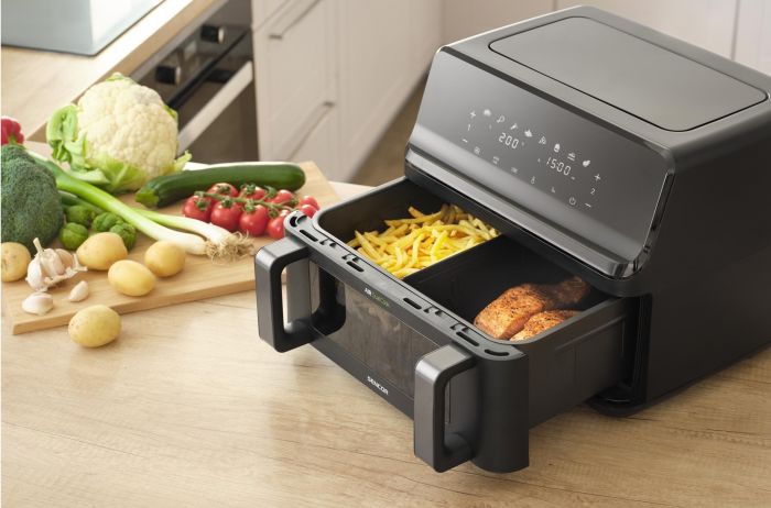 Мультипіч Sencor Dual Vita Fryer, 2700Вт, чаша-4.5+4.5л, сенсорне керув., 2 чаши, гриль, пластик, чорний