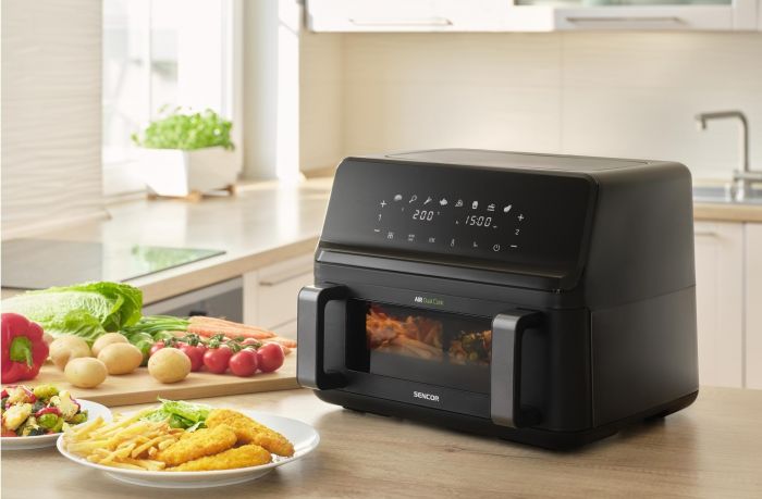 Мультипіч Sencor Dual Vita Fryer, 2700Вт, чаша-4.5+4.5л, сенсорне керув., 2 чаши, гриль, пластик, чорний