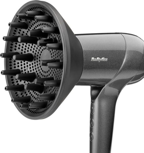 Фен Babyliss Titanium Shine, 1600Вт, 3 режими, іонізація, хол. обдув, 2 насадки, темно-сірий