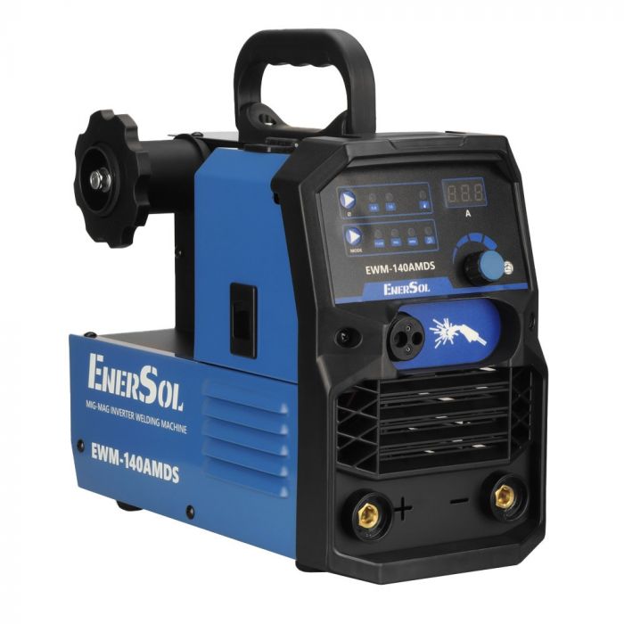 Зварювальний напівавтомат інверторний EnerSol EWM-140AMDS (дріт до 1мм + електрод до 4мм) 20-140А 6.1кВт 160-260В 7кг