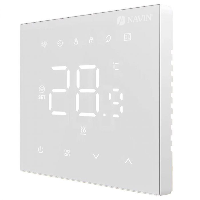 Терморегулятор Navin WT410W-16A 5...35 °C для теплої підлоги електронний Wi-Fi Tuya, Smart Life вбудований дротовий датчик 16A 230В білий