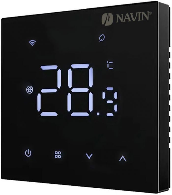 Терморегулятор Navin WT410B-16А 5...35 °C для теплої підлоги електронний Wi-Fi Tuya, Smart Life вбудований дротовий датчик 16A 230В чорний