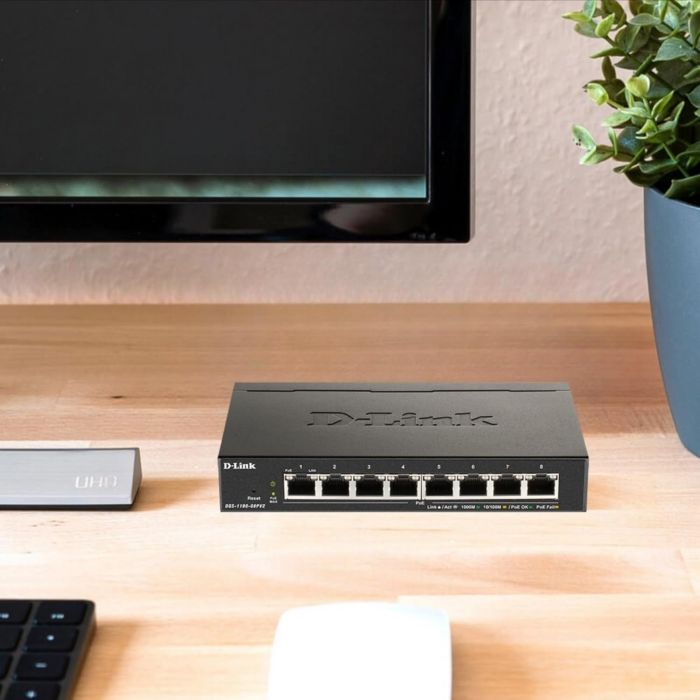 Комутатор D-Link DGS-1100-08PV2 8xGE PoE 64Вт, EasySmart
