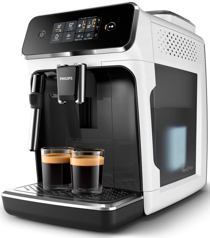 Кавомашина Philips Series 2300, 1.8л, зерно+мелена, дисплей, авторецептів -2, білий