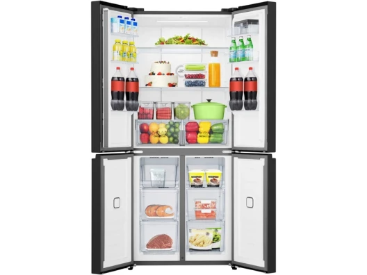 Холодильник SBS Gorenje, 190х65х80см, 4 двері, 286(149)л, А+, NoFrost+, Інвертор , Зона св-ті, Диспл, Чорний