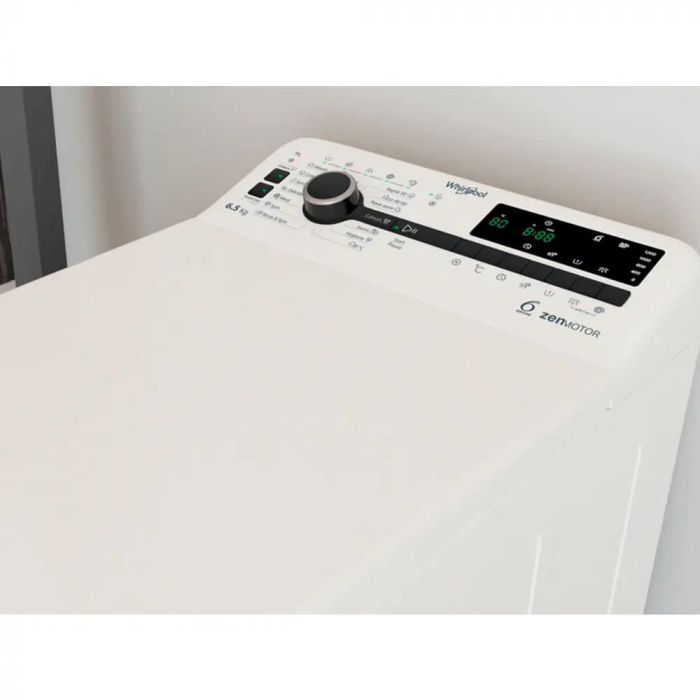 Пральна машина Whirlpool вертикальна, 6,5кг, 1200, С, 60см, дисплей, інвертор, білий