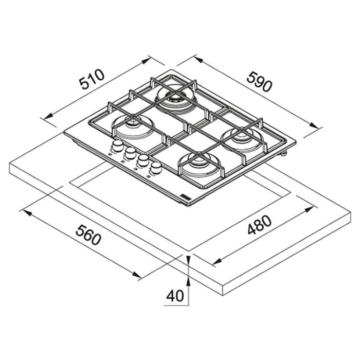 Варильна поверхня Franke газова, 60см, чавун, нерж