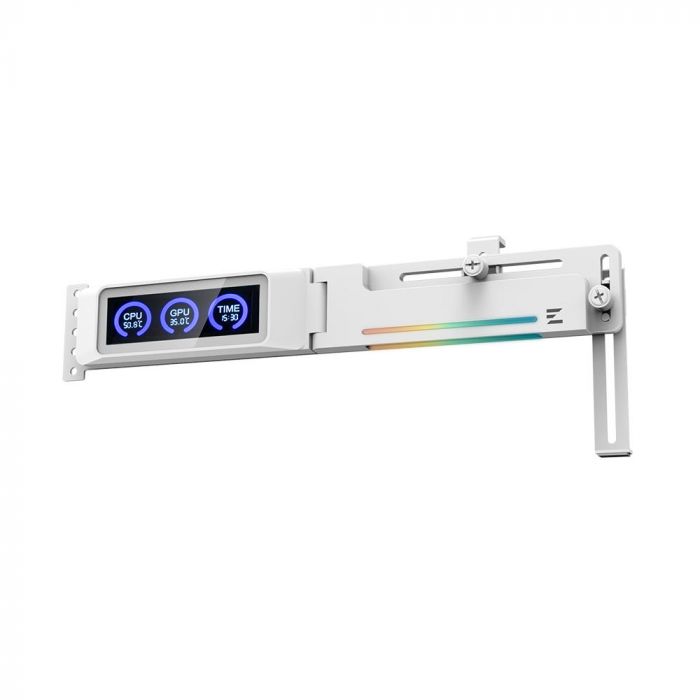 Тримач VGA з дисплеєм Zalman ZM-VS3 DS,  5V 3Pin ARGB, USB 9Pin ARGB, білий