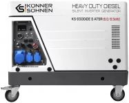 Генератор дизельний інверторний Konner&Sohnen KS 6500iDE S ATSR у шумозахисному кожусі 230В, 6.0-6.5кВт, електростартер, 119кг