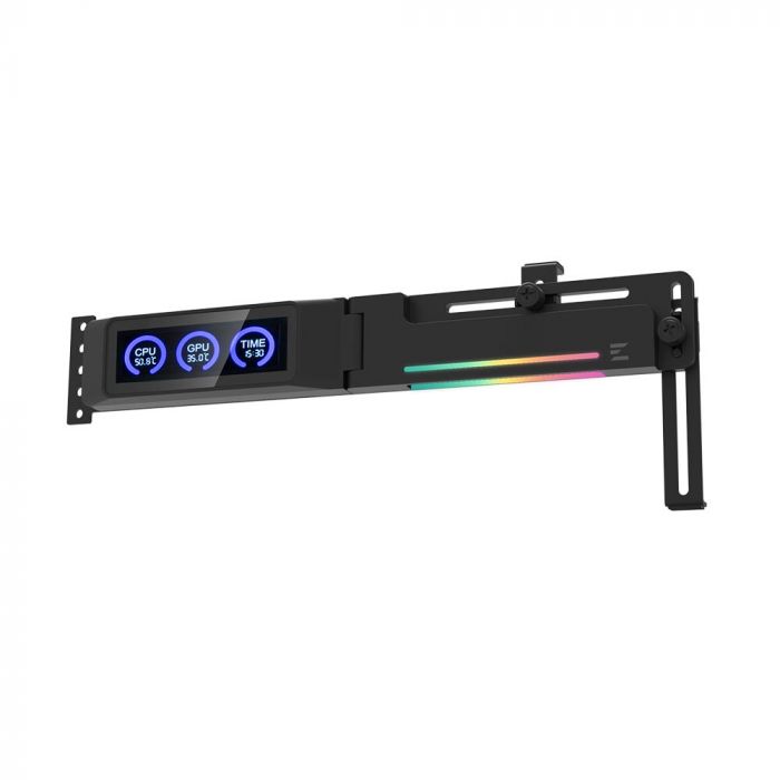 Тримач VGA з дисплеєм Zalman ZM-VS3 DS,  5V 3Pin ARGB, USB 9Pin ARGB, чорний
