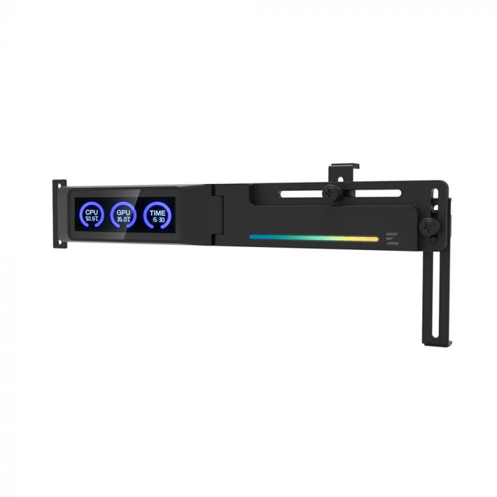 Тримач VGA з дисплеєм Zalman ZM-VS3 DS,  5V 3Pin ARGB, USB 9Pin ARGB, чорний