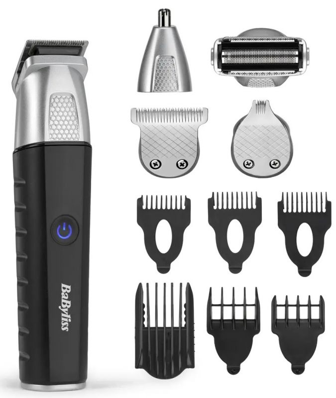 Набір для стрижки Babyliss Lithium Power, для бороди, вусів, голови, носа і тіла, акум., вібраційний мотор, насадок-10, сталь, чорний