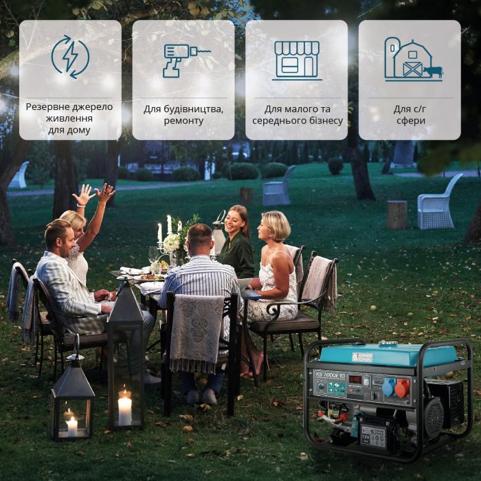 Генератор бензиновий Konner&Sohnen KS KS7000E1/3, 230/400В, 5/5.5кВт, 3Фази, електростартер, 81кг