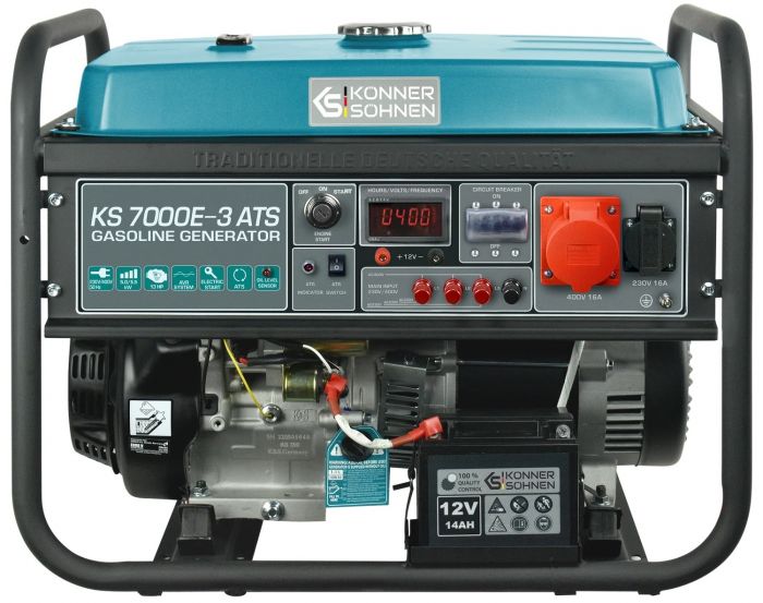 Генератор бензиновий Konner&Sohnen KS 7000E-3 ATS, 400В, 5/5.5кВт, АВР(ATS), електростартер, 82.3кг