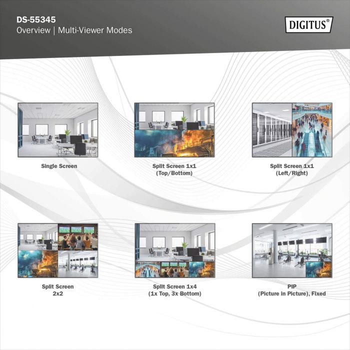 Перемикач DIGITUS 4x2 HDMI Matrix Switch / Multi-Viewer, 4K/30Hz