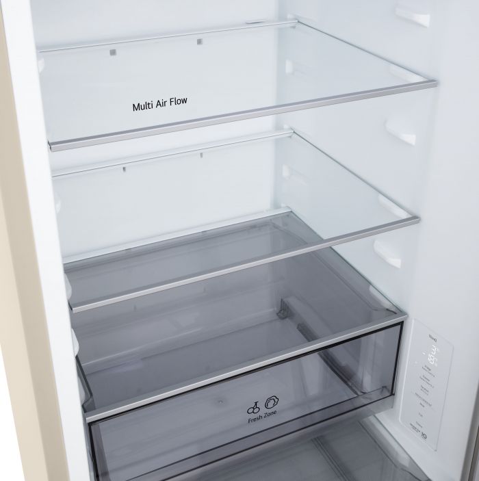 Холодильник LG з нижн. мороз., 186x60х68, холод.відд.-220л, мороз.відд.-113л, 2дв., E, NF, інв., диспл внутр., зона св-ті, бежевий