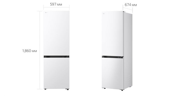 Холодильник LG з нижн. мороз., 186x60х68, холод.відд.-220л, мороз.відд.-113л, 2дв., E, NF, інв., диспл внутр., зона св-ті, білий