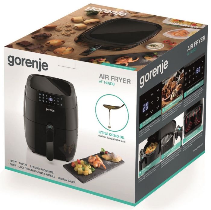 Мультипіч Gorenje 1400Вт, чаша-3.5л, сенсорне управл., 9 авто. програм, пластик, чорний