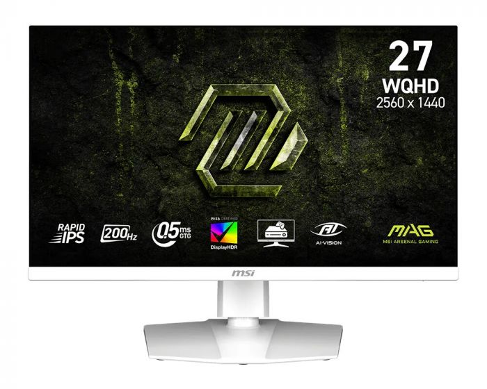 Монітор MSI 27" MAG 274QRFW-E20 2xHDMI, DP, Audio, IPS, 2560x1440, 200Hz, 0.5ms, sRGB 124%, AdaptiveSync, Pivot, HDR400, білий