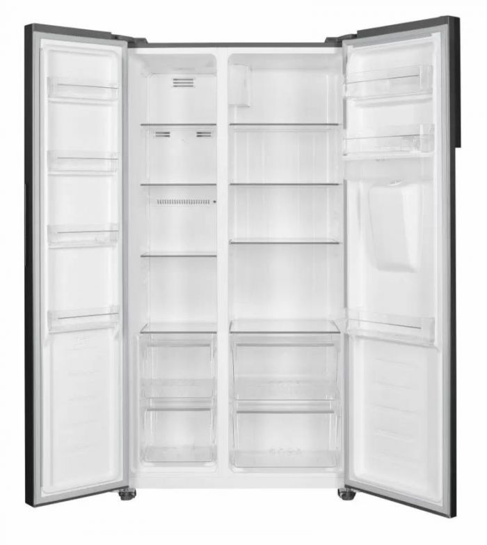 Холодильник Snaige SBS, 177x91х58, холод.відд.-291л, мороз.відд.-151л, 2дв., E, NF, диспенсер, нержавіюча сталь