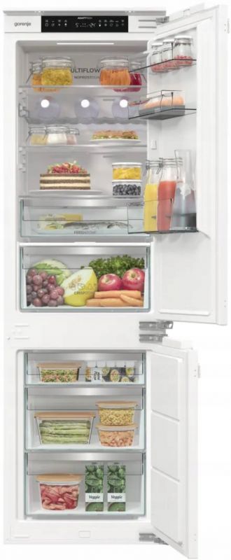 Холодильник Gorenje вбудований з нижн. мороз., 177x69x55см, 2 двері,252(76)л, А+, NF+, Зона св-ті, Диспл, Wi-Fi, Біли