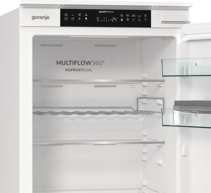 Холодильник Gorenje вбудований з нижн. мороз., 177x69x55см, 2 двері,252(76)л, А+, NF+, Зона св-ті, Диспл, Wi-Fi, Біли