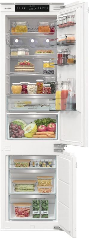 Холодильник Gorenje вбудований з нижн. мороз., 193,7x69x55см, 2 двері,284(76)л, А+, NF+, Зона св-ті, Диспл, Wi-Fi, Біли