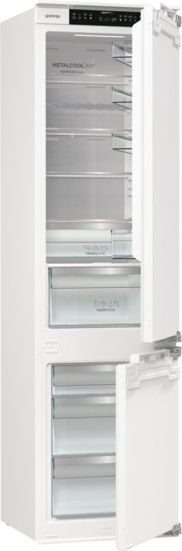 Холодильник Gorenje вбудований з нижн. мороз., 193,7x69x55см, 2 двері,284(76)л, А+, NF+, Зона св-ті, Диспл, Wi-Fi, Біли