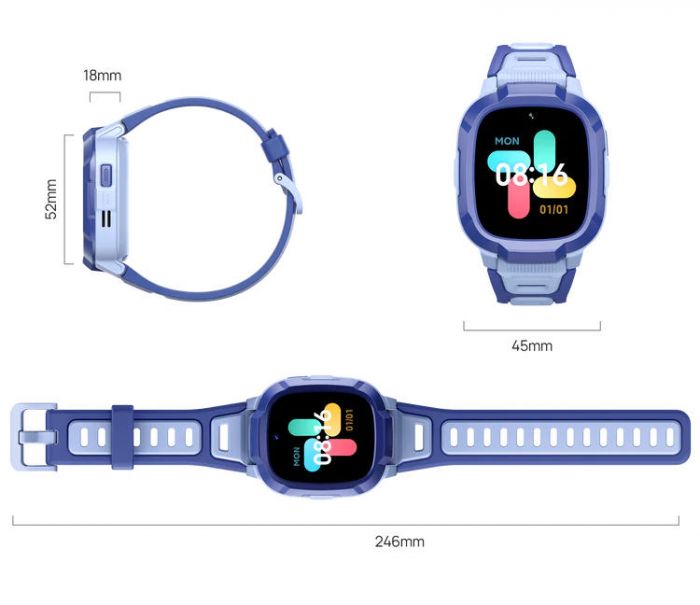 Дитячий годинник-телефон Mibro P6, 1.4", 240x280, GPS, 2MP, 900мА·год, 2АТM, синій
