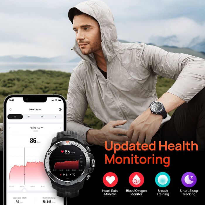 Смарт-годинник Mibro GS Explorer 48мм, 1.32", 466x466, AMOLED, BT 5.3, Dual-band GPS, 10 ATM, насичений зелений