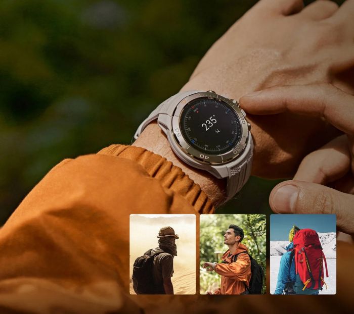 Смарт-годинник Mibro GS Explorer 48мм, 1.32", 466x466, AMOLED, BT 5.3, Dual-band GPS, 10 ATM, пісочно-білий