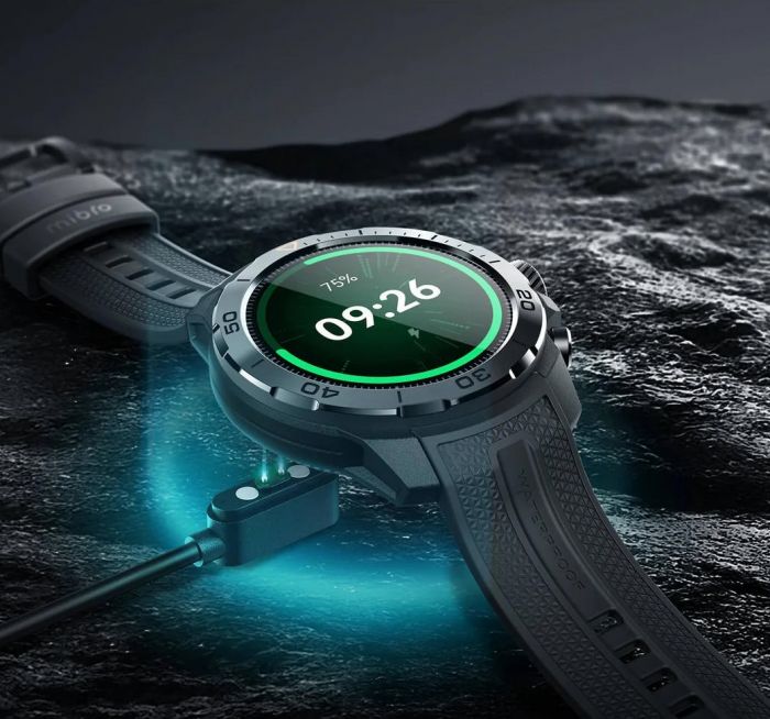 Смарт-годинник Mibro GS Explorer 48мм, 1.32", 466x466, AMOLED, BT 5.3, Dual-band GPS, 10 ATM, чорний обсидіан