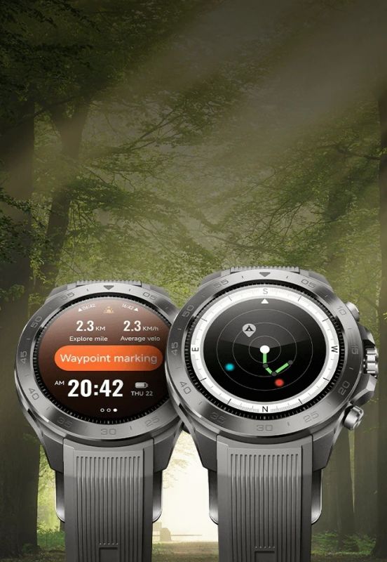 Смарт-годинник Mibro GS Explorer S 48мм, 1.32", 466x466, AMOLED, BT 5.3, Dual-band GPS, 10 ATM, титан-силікон