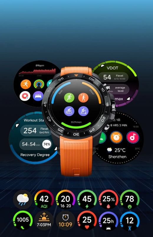 Смарт-годинник Mibro GS Explorer S 48мм, 1.32", 466x466, AMOLED, BT 5.3, Dual-band GPS, 10 ATM, чорний обсидіан