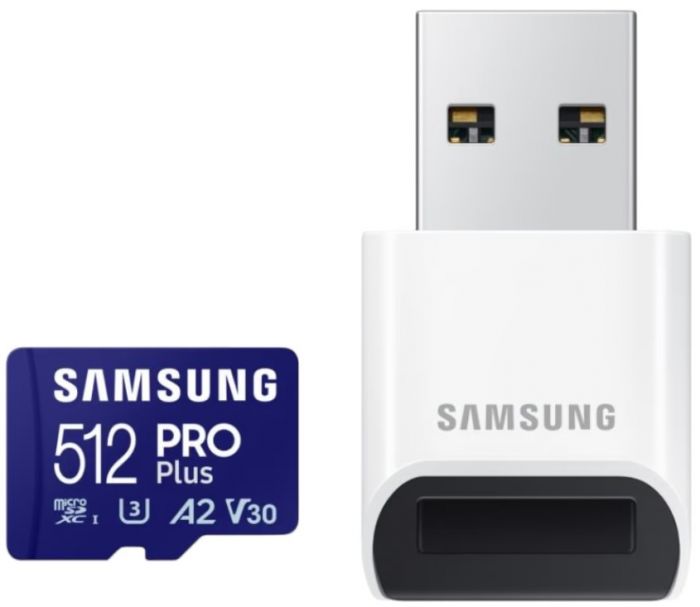 Карта пам'яті Samsung microSDXC    512GB C10 UHS-I R180MB/s PRO Plus + SD