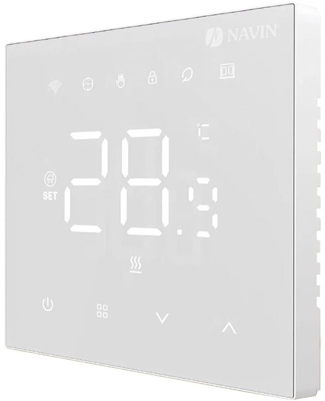 Терморегулятор Navin WT410W-3А 5...35 °C для котлів опалення електронний Wi-Fi Tuya, Smart Life провідне підключення 230В білий
