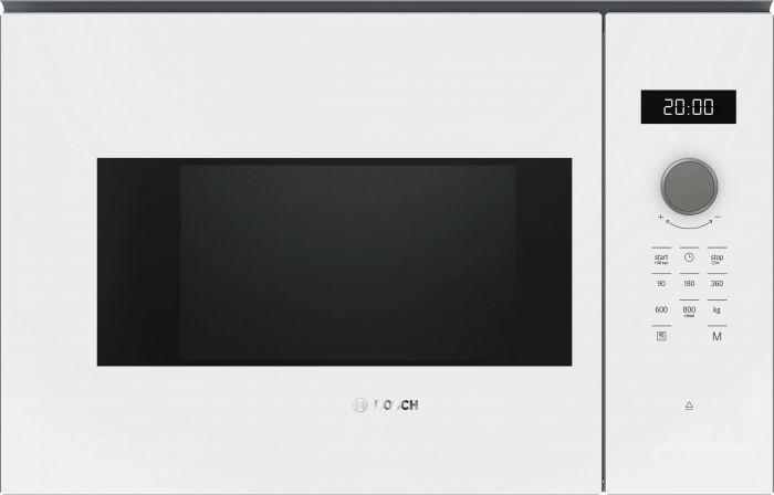 Мікрохвильова піч Bosch вбудована, 20л, електр. керув., 800Вт, дисплей, білий