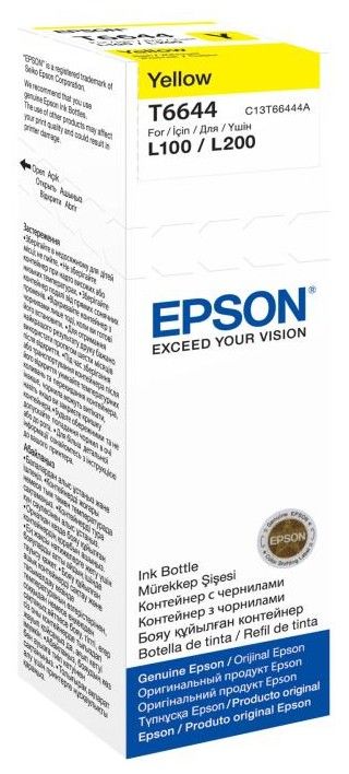 Контейнер з чорнилом Epson T6644 EcoTank L110/L120/L121/L1300/L1455/L210/L300/L3050/L3060/L3070/L355/L382/L386/L486/L550/L605/L655/L364/L132/L222/L312/L366/L456/L566 yellow