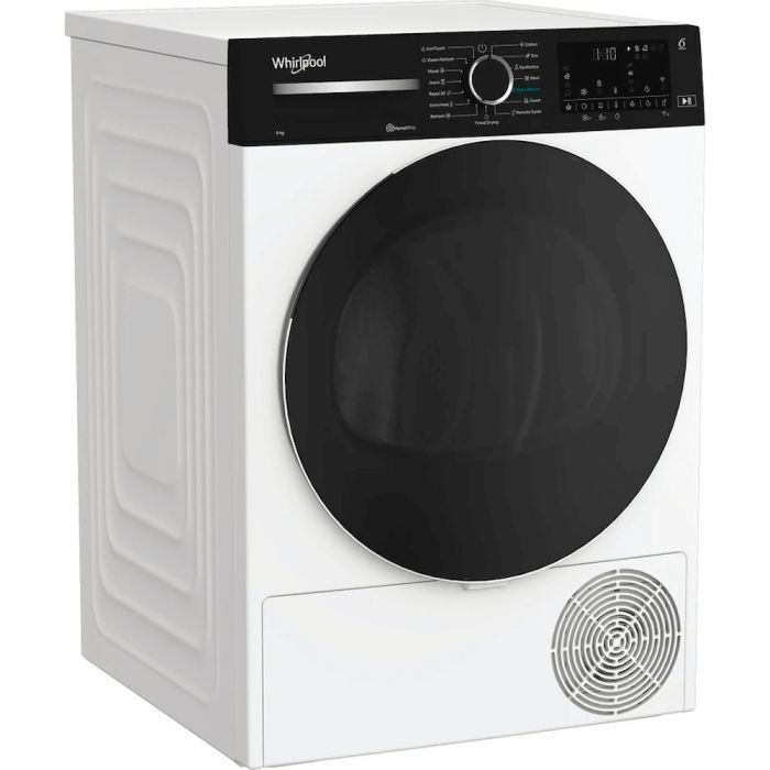 Сушильна машина Whirlpool тепловий насос, 9кг, A+++, 60см, дисплей, люк чорний, білий