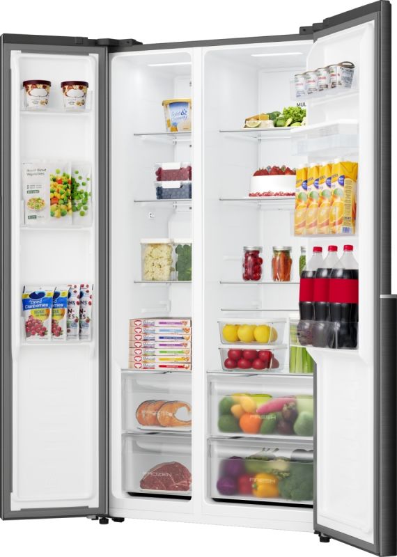 Холодильник SBS Gorenje, 179х62х92см, 2 двері, 344(197)л, А+, NF+, Інв., Зона св-ті, диспенсер, генератор льоду, Зовн. Диспл, чорний