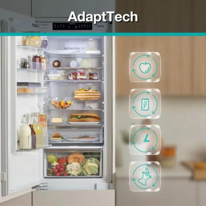 Холодильник Gorenje вбудований з нижн. мороз., 193,7x69x55см, 2 двері,284(76)л, А+, NF+, Зона св-ті, Диспл, Wi-Fi, Біли