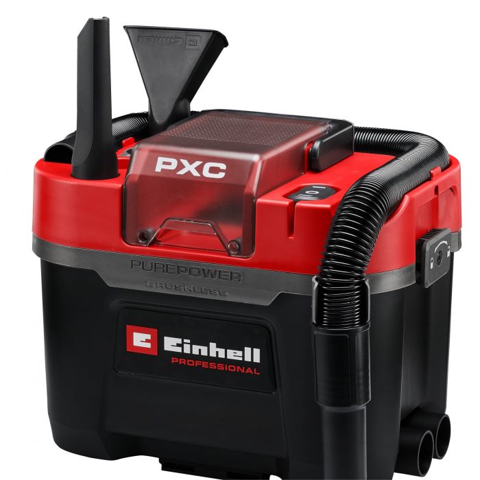 Пилосос професійний акумуляторний Einhell Professional TP-VC 18/10 Li BL 18В 130мбар контейнер 10л вологе/сухе прибирання Dust Class L 3.05кг без АКБ та ЗП