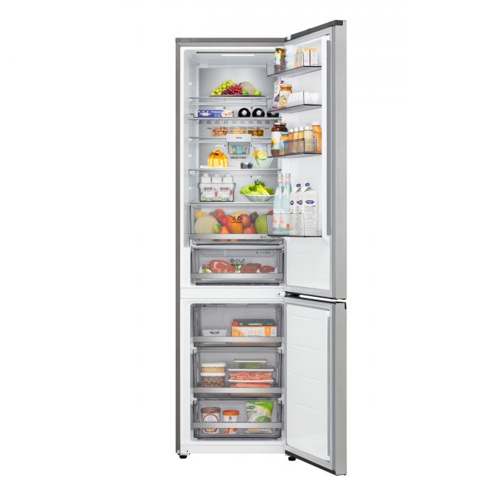 Холодильник LG з нижн. мороз., 203x60х68, холод.відд.-262л, мороз.відд.-113л, 2дв., E, NF, інв., диспл зовн., Fresh Сonverter, Metal Fresh, сріблястий